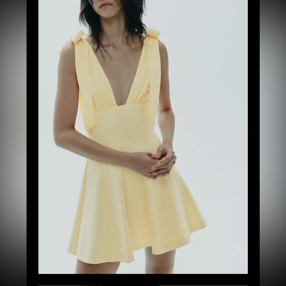ZARA combination bow dress size S yellow